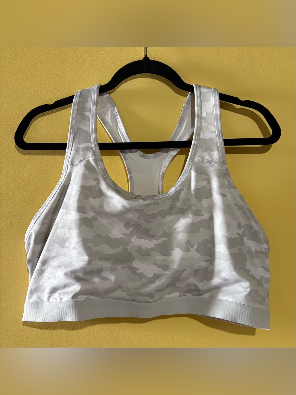 Avia White & Light Gray Camo Racerback Sports Bra